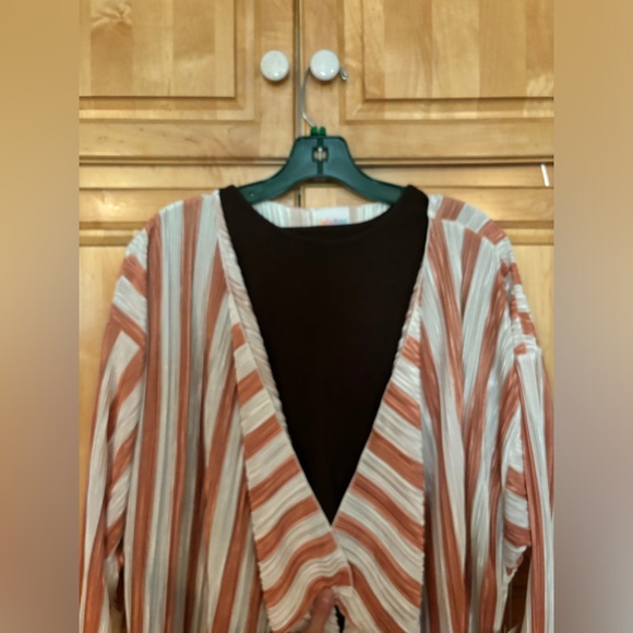 WOMENS COVER KIMONO DUSTER-LULAROE SHIRLEY-POLY-PEACH STRIPES-SIZE-LARGE NWT - Picture 9 of 14